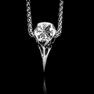 Raven Skull and Helm of Awe Pendant