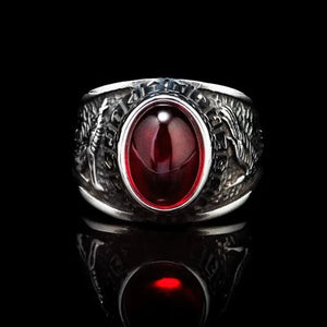 Ruby Stone and Vegvisir Ring