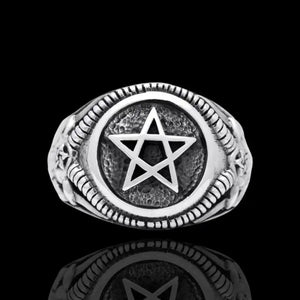 Silver Goat of Mendes Pentagram Ring