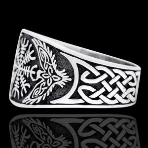 Silver Helm of Awe and Raven Ring