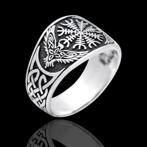 Silver Helm of Awe and Raven Ring
