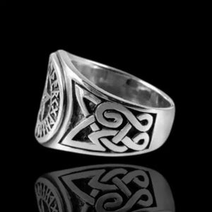 Silver Runes and Pentagram Ring